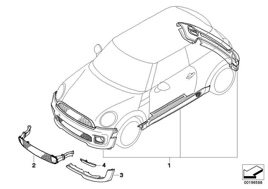 51110441460 - Mini Flaired Fender, Front Right. Black 